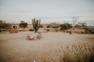 Ceremony setup with the hotel patio as the backdrop.
